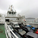 Vehicles on a ferry