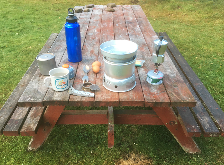 Picnic table wth camping stove